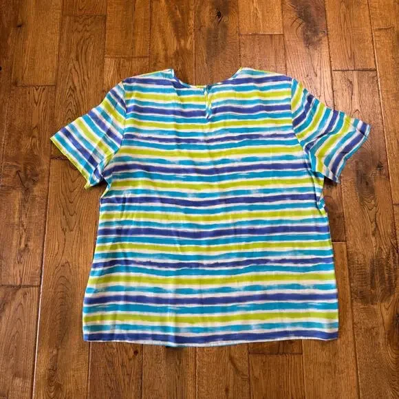 VTG Silks By Joan Leslie Blazer & Blouse Neon Green 100% Silk Womens Sz 16 - Picture 7 of 15